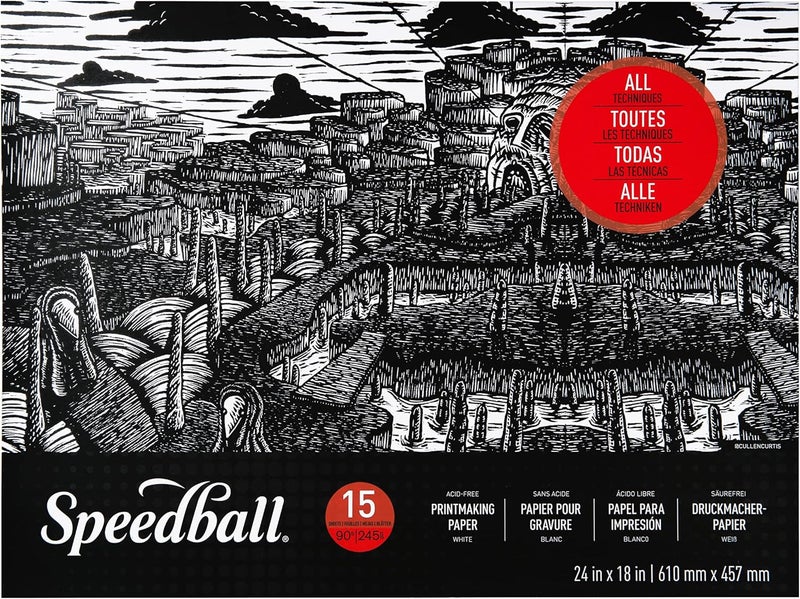 Speedball ورق الطباعة، 24x18 بوصة، 15 ورقة - Image 1